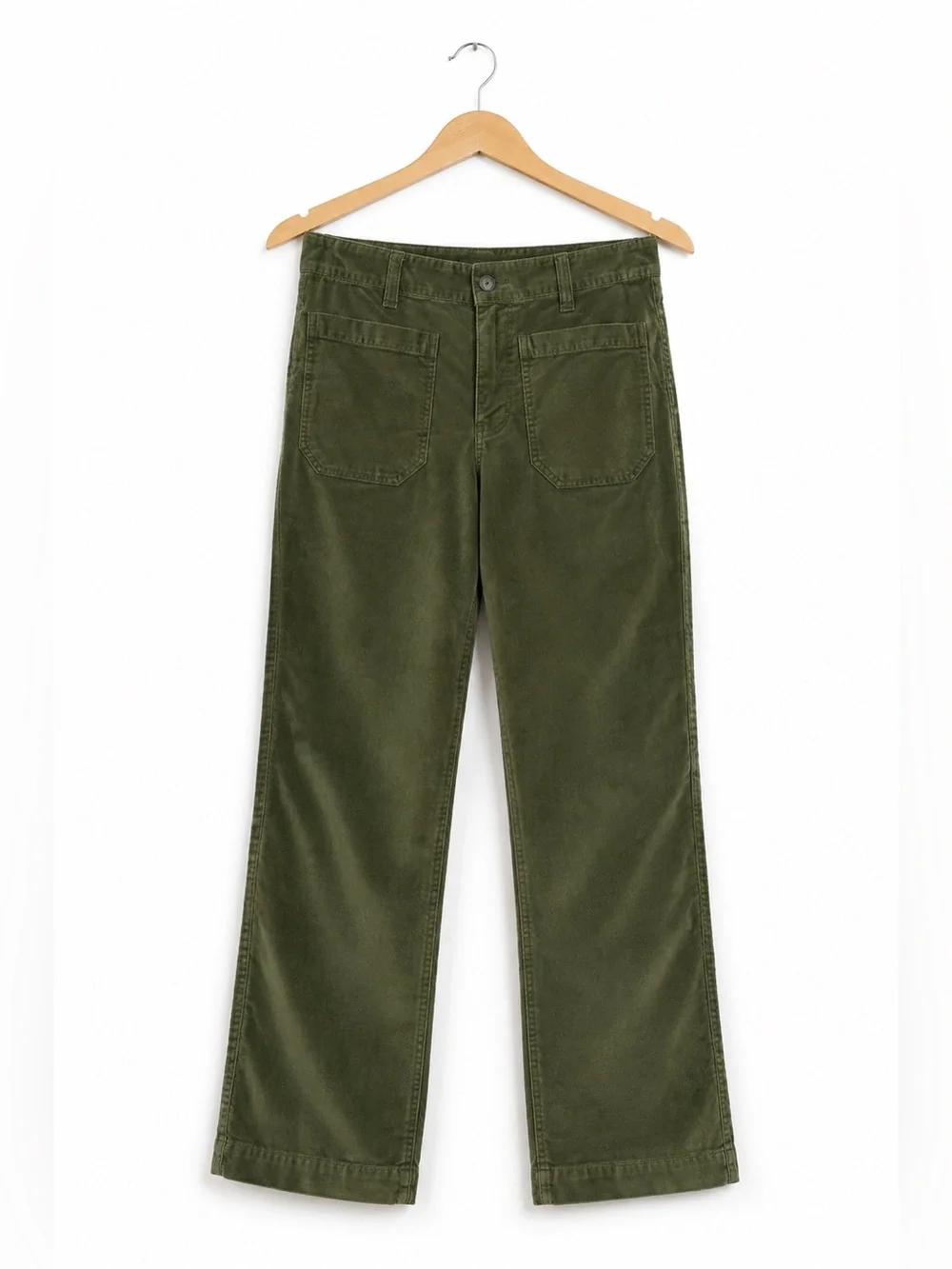 Free People High Time Velvet Crop Pants Olive Green Boho Chic Size 6